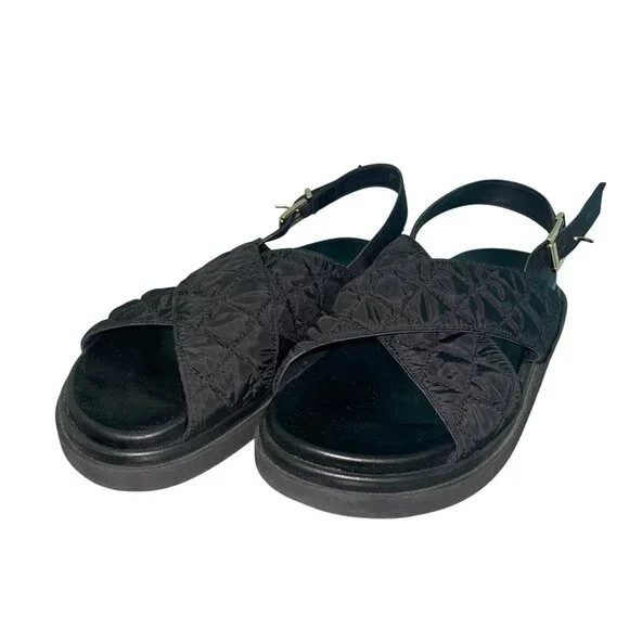 Alohas Womens Sandals Size 39 Black Marshmallow Quilted Casual Slingback - Picture 8 of 9